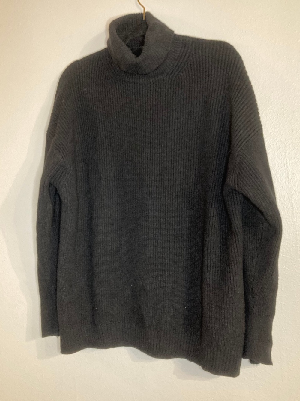 j. crew cotton cashmere relaxed turtleneck pullover rib knit sweater
